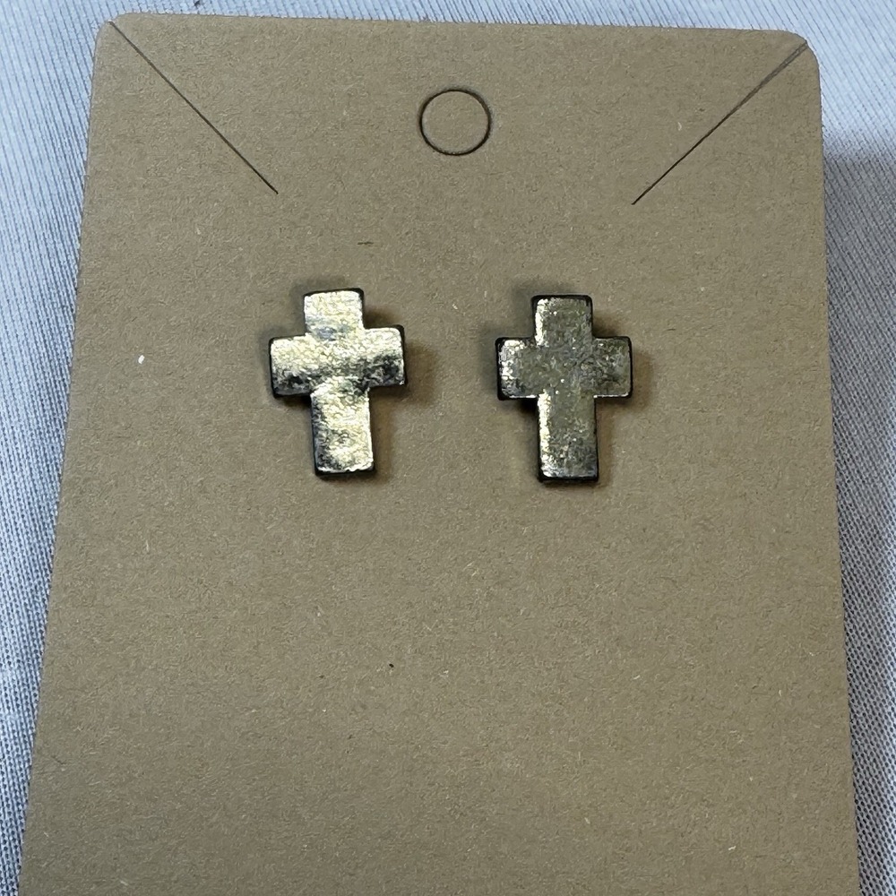 Small Gold Tone‎ Cross Stud Earrings